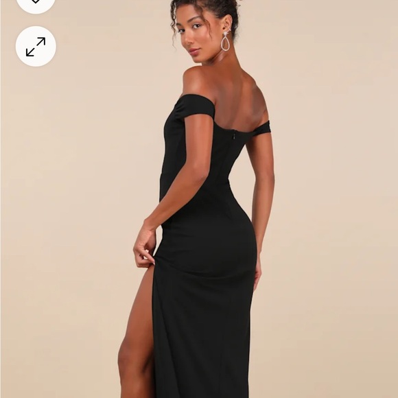 Black Lulus Off-the-Shoulder Cocktail Gown maxi dress - Picture 3 of 3